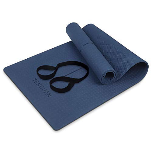 & Carry Strap 24" x 72" Pilates Exercise Gym Mat TPE Eco-Friendly 8mm Yoga